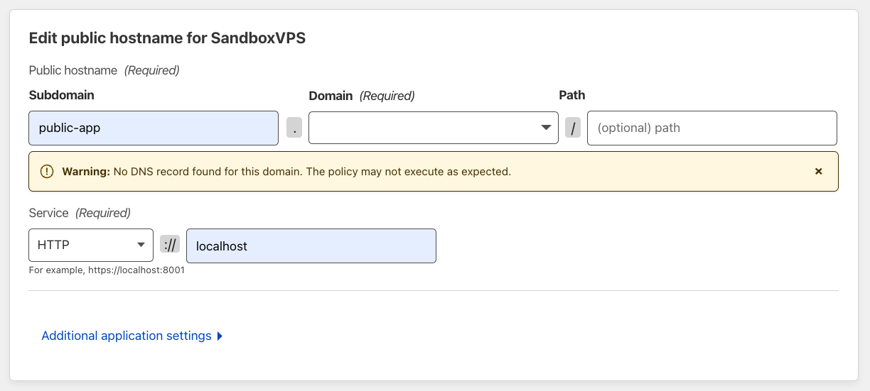 Create a new public hostname for the HTTP application