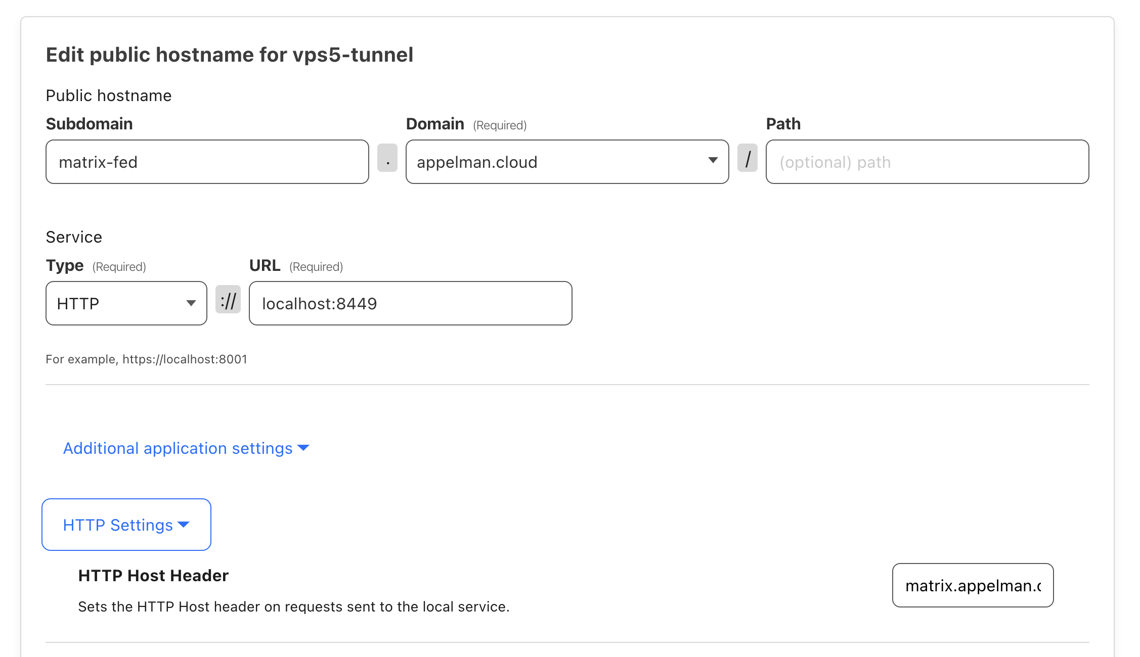 Public Hostname for Matrix where othere servers connect to for federation