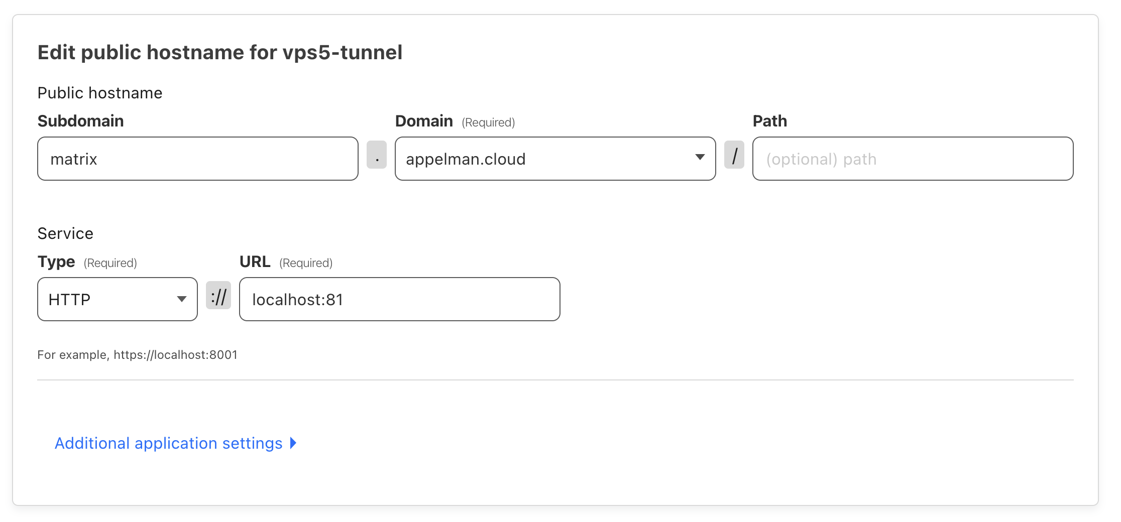 Public Hostname for Matrix where clients connect to