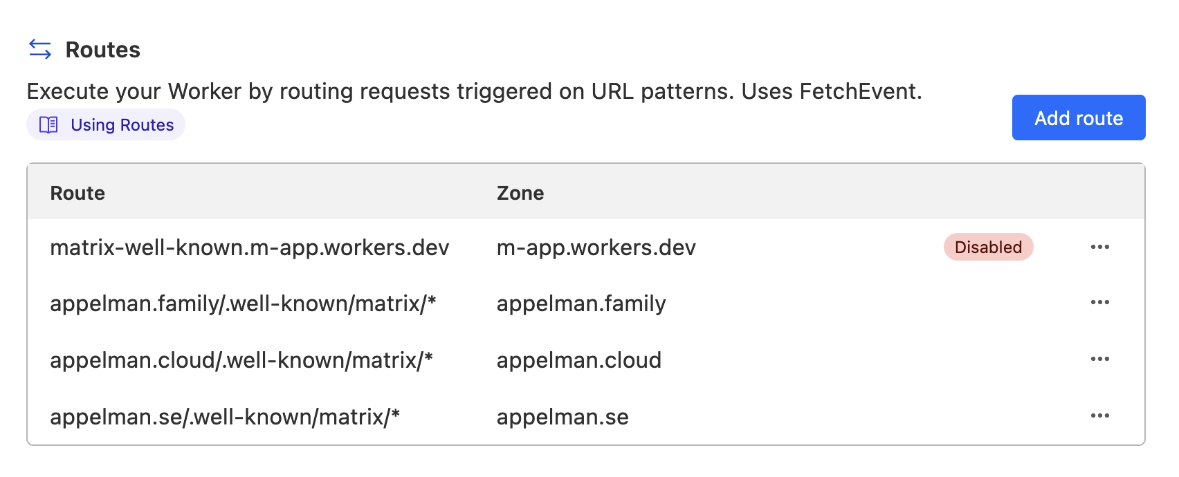 Worker Triggers, aka Routes for .well-known Matrix files